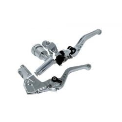 Brake master cylinder with clutch lever CNC Silver • Motorkit