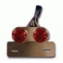 Double feux arriere rond sur porte plaque alu brossé | Motorkit