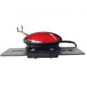 Feu arrière Cat eye leds noir mat cabochon rouge sur support alu ajustable | Motorkit
