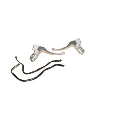 Set of universal aluminum silver  brake levers with brake switches • Motorkit