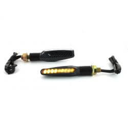 Clignotants leds LIGNE carbone look et défilant - chenillard CE • Motorkit