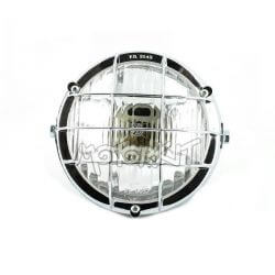 Phare avant universel rond - noir et chrome avec grille  • Motorkit