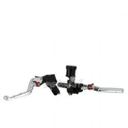 Pair of black CNC levers - Silver / hydraulic + cable - adjustable • Motorkit
