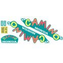 Set autocollants Honda Camino "carnaval" sur fond vert.  Reproduction | Motorkit