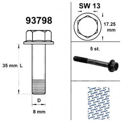 M8 x 35mm hex head flange screw (5pc) • Motorkit