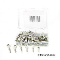 Hexagonal head screw set, M8 + M6 + M5 zinc-plated steel - 60 pcs • Motorkit