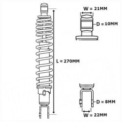 Amortisseur Peugeot Speedfight - Buxy - TKR -  noir 270mm • Motorkit