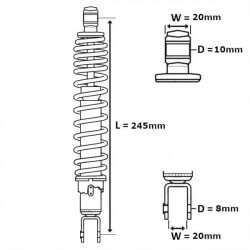 Amortisseur TNT 245mm Bw's / Booster noir • Motorkit