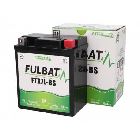 Batterie gel Fulbat SLA YTX7L-BS / CTX7L-BS / FTX7L-BS 12V 6Ah Dimensions 113 X 70 X 130mm