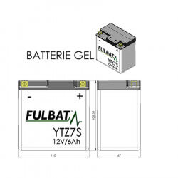 Batterie Fulbat gel FTZ7S 12v 6Ah 113 x 70 x 105 Sym Jet - PCX - Zoomer...