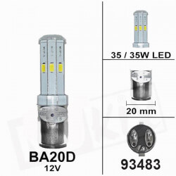 BA20D LED bulb 12 volts 10W LED • Motorkit