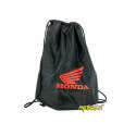 Zwarte tas met trekkoord en gevleugeld Honda-logo | Motorkit