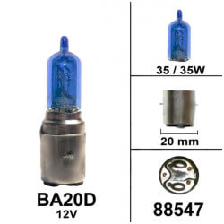 Lamp 12V35/35W BA20 D , H6M , halogeen super white • Motorkit