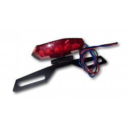 Feu arrière rectangle fin Led rouge avec platine noire • Motorkit