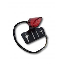 Taillight leds red round with carbon look licence plate bracket • Motorkit