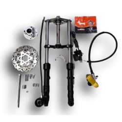 Fourche hydraulique avec frein à disque Dax 30mm avec étrier CNC 4 pistons • Motorkit