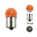 Ampoule clignotant ou feu BA15S 6V ou 12V 10W , orange ou blanc, soquet 15mm métal 2 picots centrés | Motorkit
