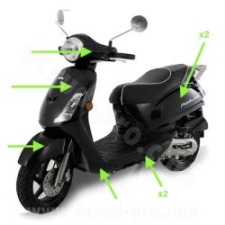 Carrosserie noire Sym Fiddle 2 4 Temps 50 et 125 cc • Motorkit