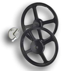 Jeu de jantes à batons Piaggio Ciao Bravo Si - noires - 16" • Motorkit