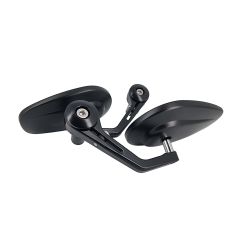 Paire de rétroviseurs embout de guidon oval - noir - diamètre 105mm • Motorkit