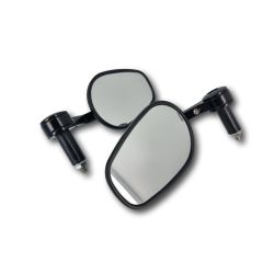 Paar ovale uitenden stuurspiegels - zwart - diameter 105mm • Motorkit