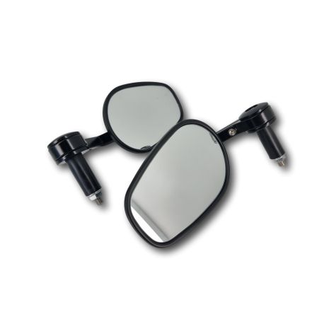 Paar ovale uitenden stuurspiegels - zwart - diameter 105mm