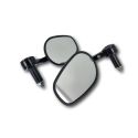 Pair of oval handlebar end fitting mirrors - black - diameter 105mm | Motorkit