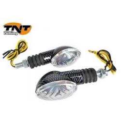 Paire de clignotants ovalia carbone/blanc • Motorkit